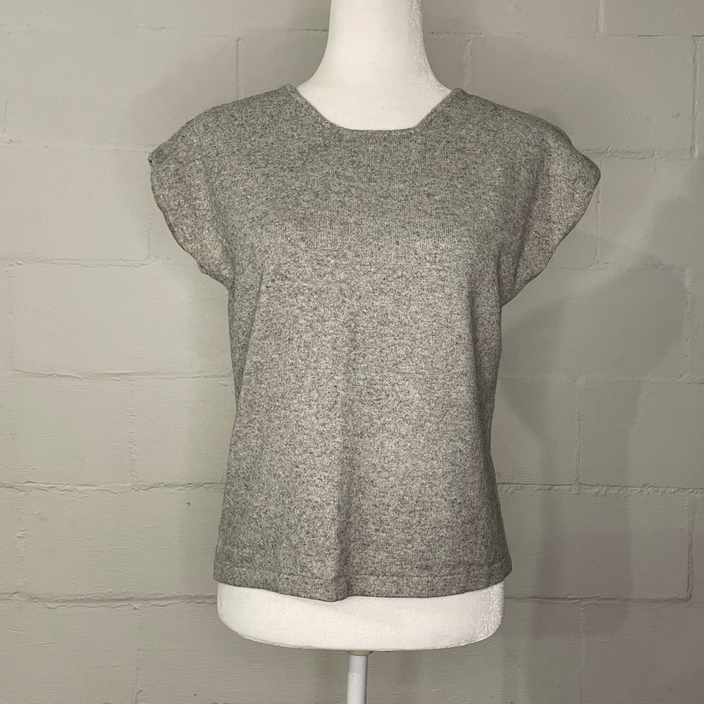 Women's Heather Short-Sleeve Relaxed Cashmere Knit Tee - Gray